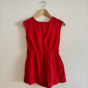 Zara Girls Red Linen Romper
